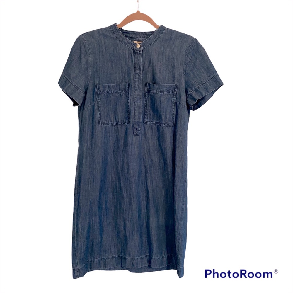 J.Crew Soft Denim Chambray Short Sleeve Casual Shirt Dress
